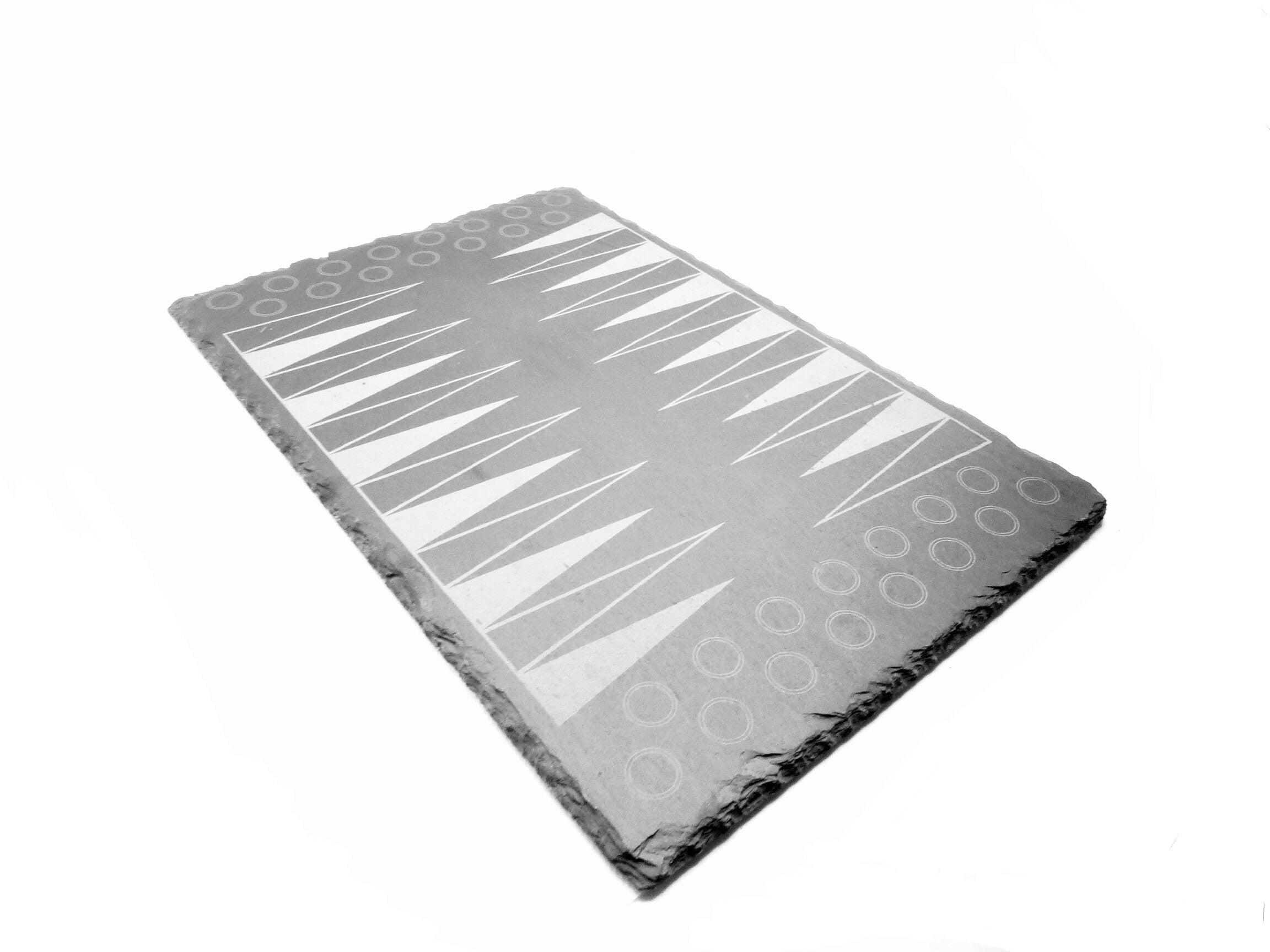 Backgammon Spiel 30x20cm – Edles Naturschiefer Set & Würfel | Personalisiertes Luxus Geschenk