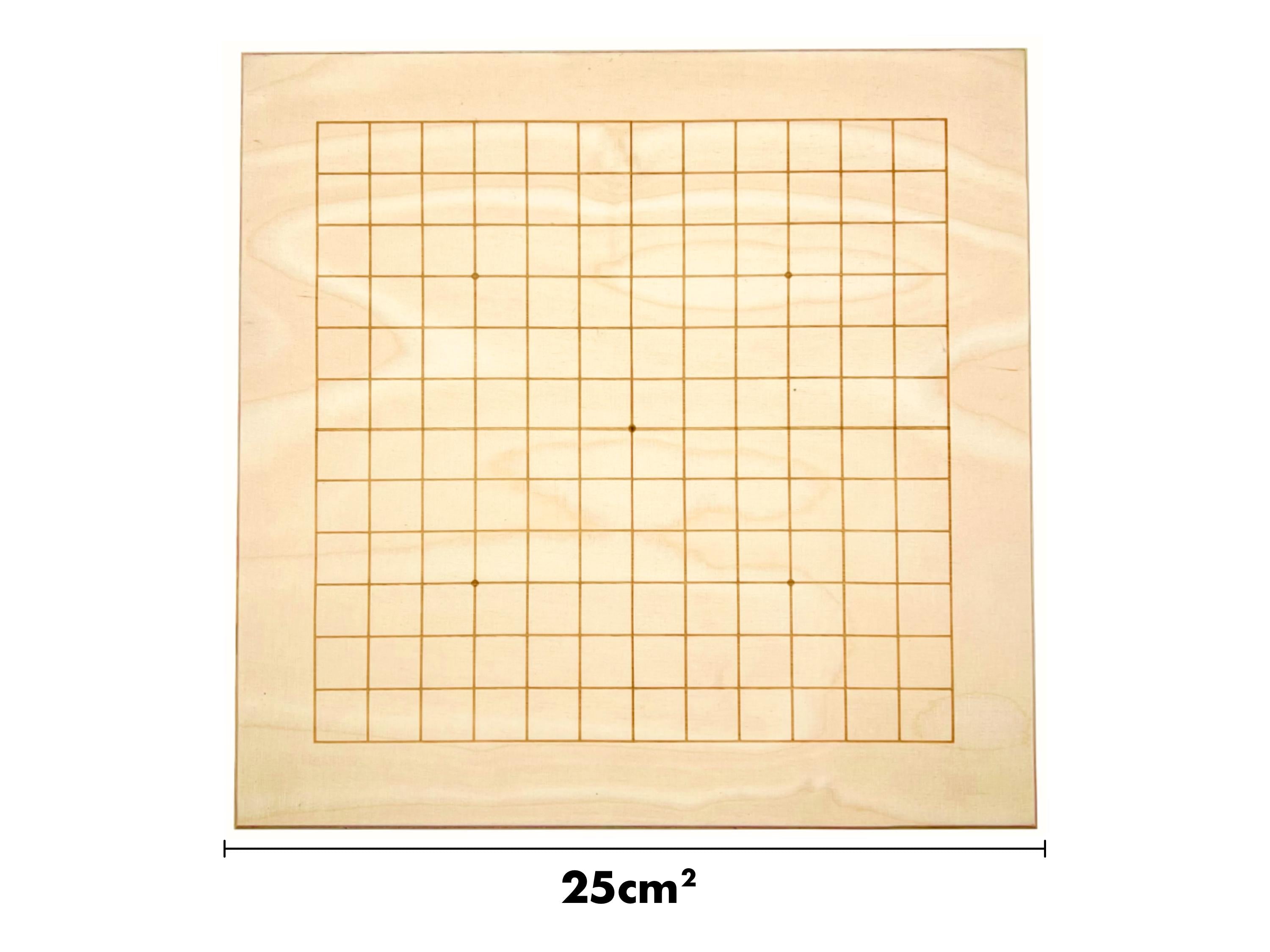 Jeu de Go en bois (plateau réversible) – Carré 9x9 et 13x13 en bois véritable avec pierres en forme de lentille | Cadeau personnalisé